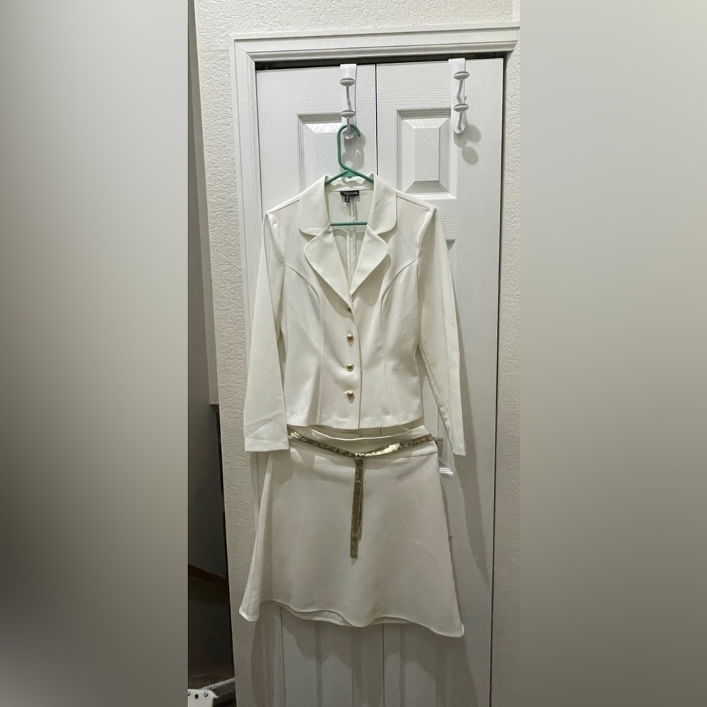 My Michelle White Skirt Set with Gold Details